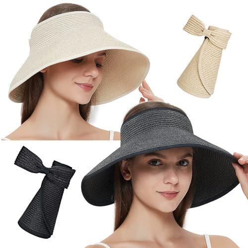 MAYLISACC Sombrero de Sol sin Topless de ala Ancha para Mujer, Paquete de 2