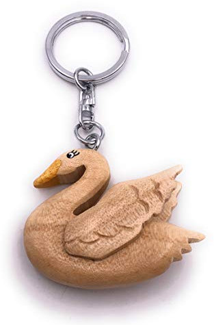 H-Customs Schwan Vogel Weiß Holz Edel Handmade Schlüsselanhänger Anhänger
