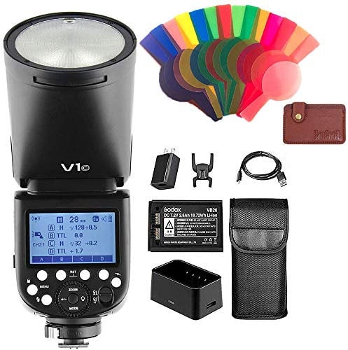 Godox V1-C TTL Camera Flash for Canon, 2.4G 76Ws Wireless Speedlight, 1/8000 HSS,480 Full Power Flashes,10 Level LED Modeling Lamp, 2600mAh Lithium Battery, Round Head Speedlite for Canon Cameras