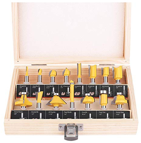 KOWOOD Router Bits Set of 15 Pieces 1/4 Inch Woodwork Tools for Beginners