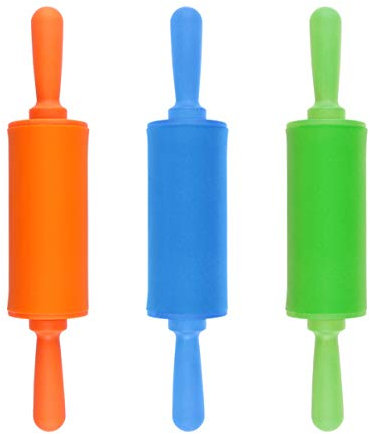 TOYANDONA 3PCS Kids Rolling Pin, 8.9 inch Plastic Mini Rolling Pin Non-Stick Rolling Pins for Home Kitchen (Random Color)
