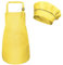 Niños Delantal y Gorro de Cocinero, Ajustable Infantil Delantales de Chef con Bolsillos para Niñas, Niñito Delantales de Cocina para Hornear Cocinar Pintura Artesanía (M para 3-6 Años) (Amarillo)