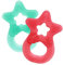 Dentistar Beißring 2er-Set – Teether für Babys & Kleinkinder ab 3 Monate – Baby Beißring mit Griff aus weichem Material zur Zahnungshilfe & Massage – Made in Germany – Türkis & Rot