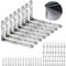 ASelected 8 Pcs Equerre Etagère Murale Inox, 125x75x20mm Support Équerres en Inox, Equerre de Fixation pour Etagère de Bois avec 48 Pcs Vis et 16 Pcs Ancres