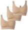UnsichtBra Bustier Damen BH ohne Buegel | 3er Set Wohlfühl Bustiers Tops | Bügelloser Soft Bra | Schlaf Still Sport Crop Top Büstier 3 x Beige (hautfarben)(wellbra_HHH)(XL)