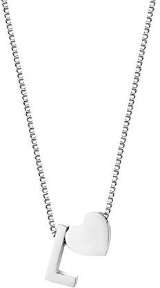 JewelryWe Buchstaben Herz Kette Damen: Silber Edelstahl Buchstabenkette Initiale Halskette mit Anfangsbuchstaben Alphabet L Herz Anhänger Namen Kettenanhänger Initialschmuck Geschenke Mädchen Freundin