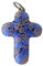 Colgante de cruz de cristal de Murano, aprox. 3 x 2 cm, color azul