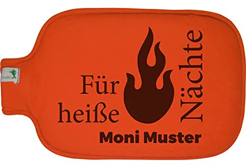 Hugo Frosch Wärmflasche mit Namen - personalisiert - Motiv Heiße Nächte - viele Farben & Motive – Wärmflasche - orange - Größe 19,5 x 31,5 cm - persönliches Geschenk mit Wunsch-Motiv und Wunsch-Name