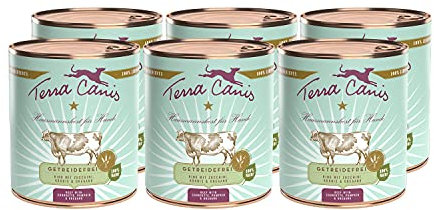 Terra Canis Rind, Zucchini, Kürbis & Oregano - Getreidefreies Nassfutter, 6x800g I Premium Hundefutter in 100% Lebensmittelqualität Aller Rohstoffe I Reichhaltig & gesund, allergenarm & glutenfrei