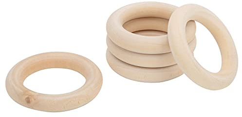 Shanrya Holzringe, waschbar, wiederverwendbar, sicher, ungiftig, aus Holz, Baby-Beißring, feine Verarbeitung, langlebig, harmlos für Kinderzahnen(40 mm)