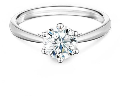 Springlight ✦ Geschenke für Frauen S925 Sterling Silber Moissanit-Diamant Ringe 0,5 ct/1 ct/2 ct D Farbe VVS1 Reinheit Runder Moissanite Verlobungs Ringe Hochzeitsgeschenk. (1CT, 56.5(18))