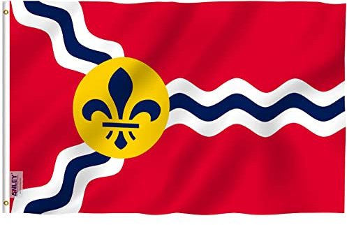 Anley Fly Breeze 0,9x1,5 m Drapeau de la ville de Saint Louis – Résistant à la décoloration – En-tête en toile et double couture – Drapeaux Saint Louis Missouri en polyester avec œillets en laiton