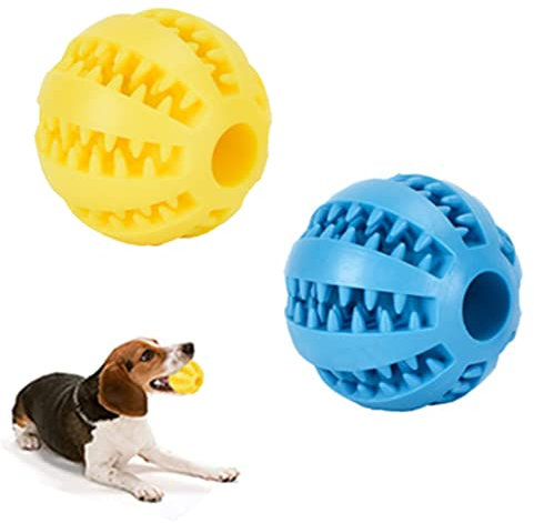 2 Piezas Pelota de Caucho Natural,Pelota para Perros,Diámetro: 6 cm,Se utiliza para combatir la incrustación dental, la Placa dental y el cuidado dental.