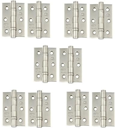 Golden Grace Ball Bearing Hinges in Polished Chrome Finish, Timber Door Hinge - 5 Pairs - 75mm 3