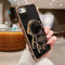 LRANKAI Case for iPhone 7/8/SE 2020/SE 2022 with Astronaut Stand,Luxury Plating Electroplate Case with Camera Protection Cute Love Heart Side Pattern Soft Silicone Shockproof Kickstand Cover-Black