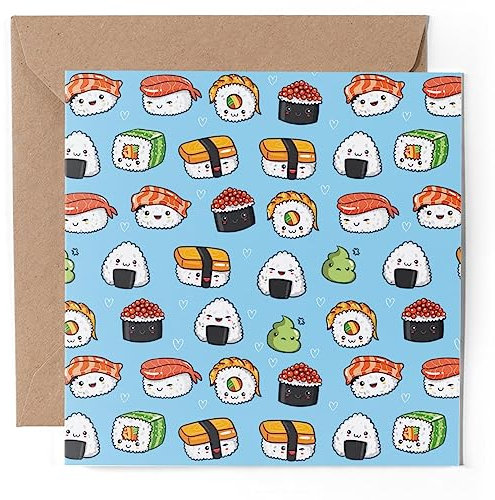 1 x Grußkarte – Japanisches Sushi-Essen Japan traditionell – blanko Geburtstag Feier Jahrestag #170097