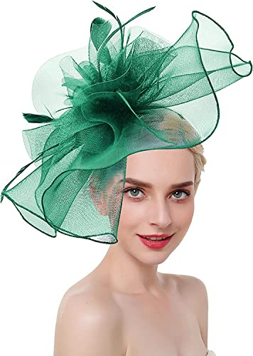 Bibi Mariage Femme Elégant Chapeau de Voilette Banquet Fascinator Hat Vintage Epingle à Cheveux Chic Coiffe de Mariée à Grande Fleur Serre-tête Béret de Derby Ascot pour Cocktail Eglise Funérailles
