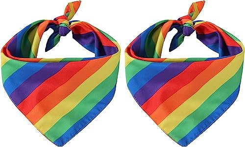 KFDDRN 2 Stück Regenbogen Bandanas, Weicher und geschmeidiger Baumwollstoff, LGBT Pride Bandana, Parade Zubehör Bandana Kopftuch