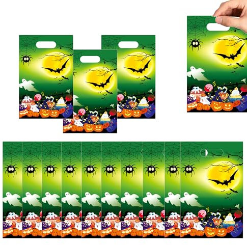 Halloween Tüten 50 Stück, Halloween Tütchen, Halloween Geschenktüten, Halloween Tüte für Süßigkeiten