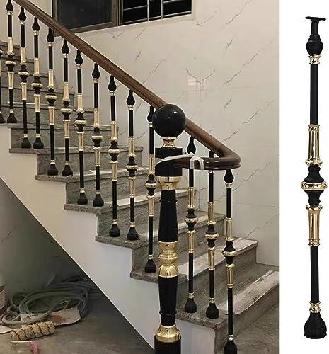 Geländer Treppengeländer 85cm Außenterrassengeländer Aluminium Spindeln 100 50 30 20 10 Stück, Flachen Metall Geländerstäben Für Treppenhaus Innen-und Holzstufen, Treppe Runde Stange ( Color : Black ,