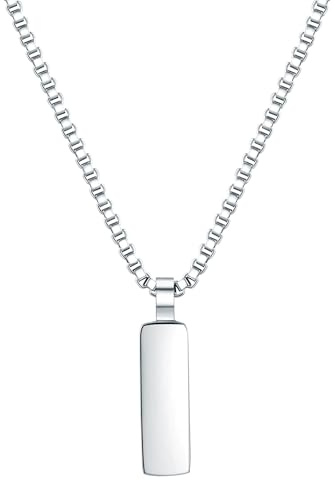 True Rebels Herren Kette Edelstahl | Platin, Kastenkette, Karabinerverschluss