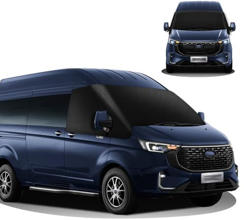 MaxEarn für Transit MK7 Auto Windschutzscheiben Abdeckung, 600D Wasserdicht Sonnenschutz Frontscheibe Thermomatten, Blackout Anti-UV/Frost/Ice/Staub Wrap Cover für Ford Transporter