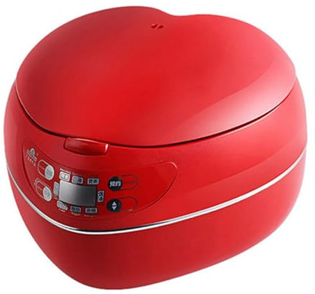 LNJZMDSS Peach Heart-Shaped Rice Cooker, Smart 300W Rice Cooker, Household Dormitory Multifunctional 1-2-3 Person Smart 1.8L Rice Cooker,Red,1.8L