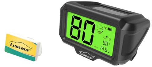 Lescars Tacho: Funk-OBD2-Geschwindigkeitsmesser mit Solar-LCD-Display, 12 Volt (Digitaler Zusatztacho, Geschwindigkeitsanzeige, geschwindigkeitsanzeiger)