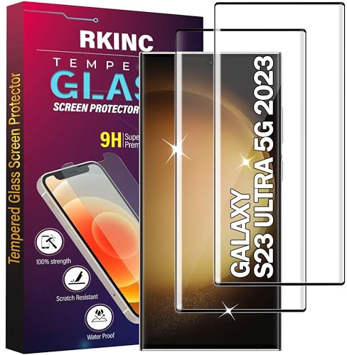 RKINC Verre Trempé [Lot de 2] pour Samsung Galaxy S23 Ultra, Film Protection écran, 3D Glass Déverrouillage par empreinte [sans Bulles d'air][Couverture Complète][Garantie à vie]