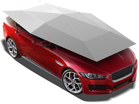 Tente de voiture entièrement automatique, couverture de parapluie portable, abri d'auto mobile plié, auvent de protection automobile, pare-soleil, abris coupe-vent, parasol extérieur,Silver-4.2m