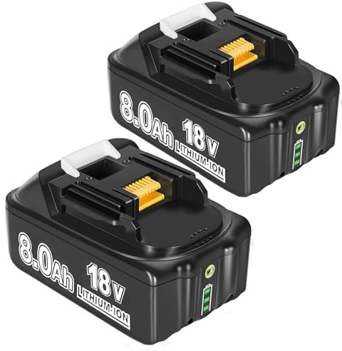 2 Stück BL1860 Ersatzakkus für Makita Akku 18V 8Ah Ersatzakku für Makita Akku BL1870B BL1860 BL1850B BL1840 BL1830 BL1820 BL1815 BL1835 194205-3 LXT-400 mit LED Indikator für Makita 18V Akku