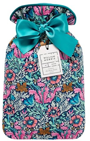 William Morris At Home Hot Water Bottle 620ml Size, Velvet Soft Cover, Bedtime Warmth, Beauty Gift for Her, Travel Size and Vegan Friendly, at Home Beautiful Sleep Collection