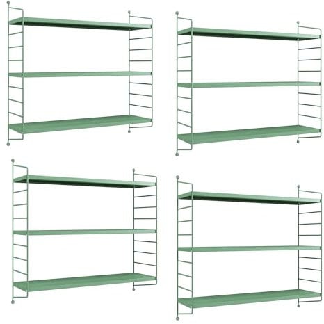 [en.casa] Modulares Wandregal Strängnäs 4er Set Metallregal Pastellgrün Hängeregal mit 3 Regalböden Badregal Küchenwandregal Wandablage Wohnzimmer