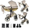 Junama Kinderwagen Diamond Heart 2in1 3in1 4in1 (07 - Beige und Gold, 2in1 mit Adaptern)
