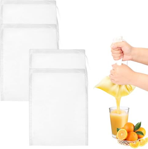 4 Pcs Colino in Tessuto per Alimenti 30×45cm Sacchetti Filtranti per Alimenti Superbag Sacchetto Filtrante Filtro per Latte Vegetale Alimentare Tessuto Filtrante in Nylon Panno Filtrante a Maglia Fine
