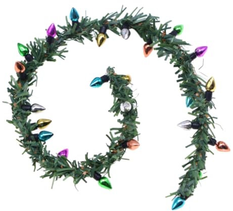 Sosoport Puppenhauskranz Miniatur Mit Lichterkette Und Girlande Puppenhauslichter Zubehör Für Minihäuser Mikrospielzeug Bastelmaterial Für Puppenhausdekoration