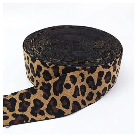 Elastisches Band mit Leoparden-Jacquard-Muster, 5/10 m, 15–50 mm, für Sportkleidung, Yogahose, Stretchband, Gürtel, Nähzubehör (5 m - 40 mm)