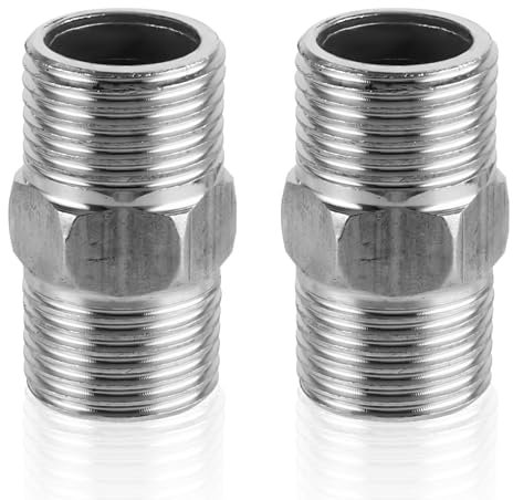BOHUIZ 2 pezzi in acciaio inox doppio nipplo, doppio nipplo da 1/2 pollici tubo doccia adattatore filettato raccordo per diversi tubi dell'acqua o tubi d'aria