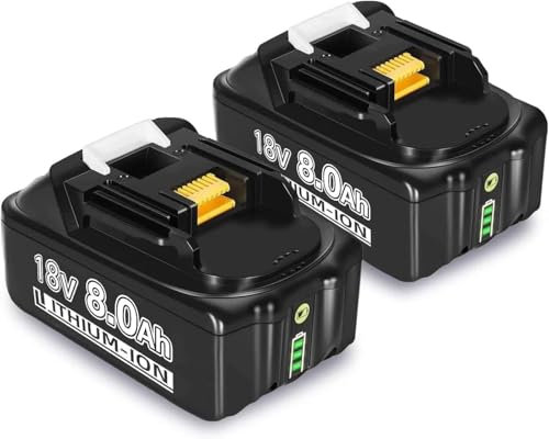 2Pcs 18V 8.0Ah Battery Replacement for Makita 18V Batteries BL1860 BL1815 BL1830 BL1820 BL1840 BL1850B-2 LXT-400 BL1845 194205-3 194204-5 Series