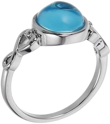 BESPORTBLE Anillo Azul de Vidrio y Cobre, Estilo Minimalista, Talla 6, Acabado Pulido, Cómodo y Versátil, Adecuado para Bodas y Compromisos de Mujer