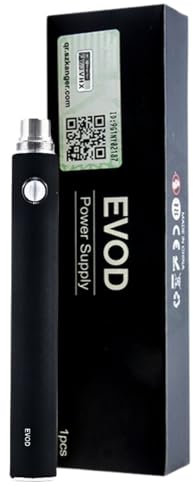 KANGER TECH EVOD VV Vape Battery [Black] - E-cigarette Starter Vape Mod, 1300mAh Battery - 4.8V, All Vaping Style Mod, eGo and 510 Connection, Button Activation, Variable Voltage - Nicotine Free