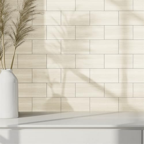 Mosaikfliesen Beige Muster Selbstklebende Fliesen Küche Pvc Klebefliesen Wasserdicht Tile Sticker Klebefliesen Küche Fliesen Zum Kleben Ölfest Fliesenaufkleber Fliesensticker 10x20cm/64 Pcs