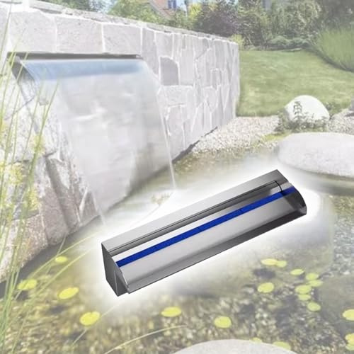 Cascata più ampia per laghetti da giardino, fontana personalizzabile (50 cm) con connettore in PVC, perfetta per stagni koi, decorazione per interni ed esterni
