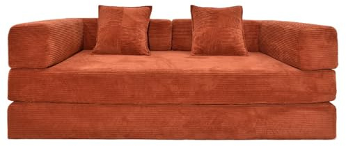 WENMEE Sofá Cama Plegable Convertible, Sofá Cama Modular De Pana con Estructura Fija, Sofá Compacto para Sala De Estar Y Dormitorio(180x100x70cm)