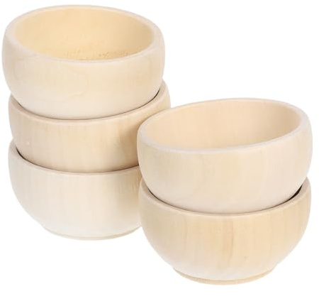 MUELODSIC 5pcs Mini DIY Wooden Bowls Unfinished Blank Wood Crafts for Painting Decoration and Micro Landscape Smooth Edges Safe for Creative Art Projects and Party Ornaments