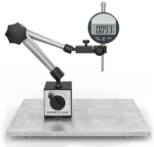 AccuGrapha Digital Messuhr 0-25,4mm und Magnetfuß mit Zentralklemmung, 60kg Maximale Zugkraft,Zoll/Metrische Umrechnung, Ideal für Automobilgebrauch, 3D Drucker und Kalibrieren Werkstattmaschinen
