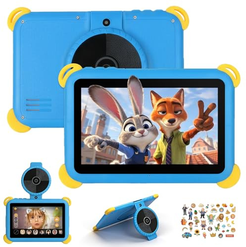 Laptok Tablet para Niños 7 Pulgadas Android 15, 20GB+64GB(1TB Expandible), WiFi 6+BT5.4, Widevine L1, Cámara con IA y Funciones Educativas, Control Parental, Tablet Infantil con Funda EVA y OTG, Azul