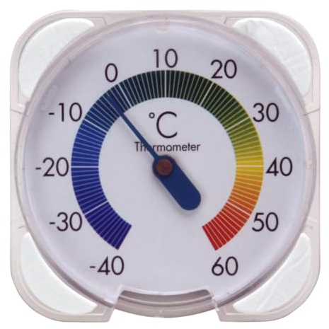 apollo THE HOUSEWARES BRAND Window Thermometer, Square | Temperature Rating -40 to 60°C, Colour Gradient Scale, 7.8x1.7cm