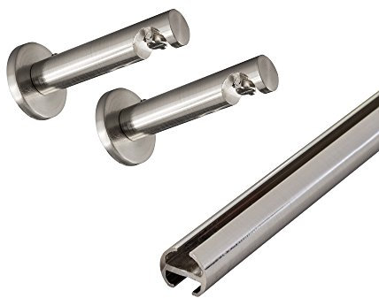 Victoria M. Gardinenstange Vorhangstange Vorhangschiene 1-läufig inkl. Wandhalter, Silber, 510 cm (3 x 170 cm)