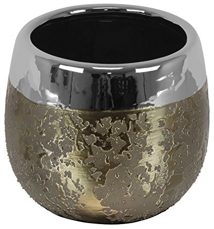 Edler Keramik Topf Blumentopf Übertopf Moon D 18 cm oval Gold Silber Tropfen